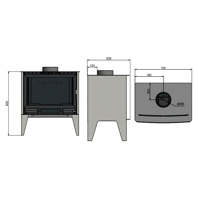 Invicta Estufa de leña Padua con ventiladores (10 kW, Volumen de calefacción: 300 m³, con ventiladores, Negro) | BAUHAUS