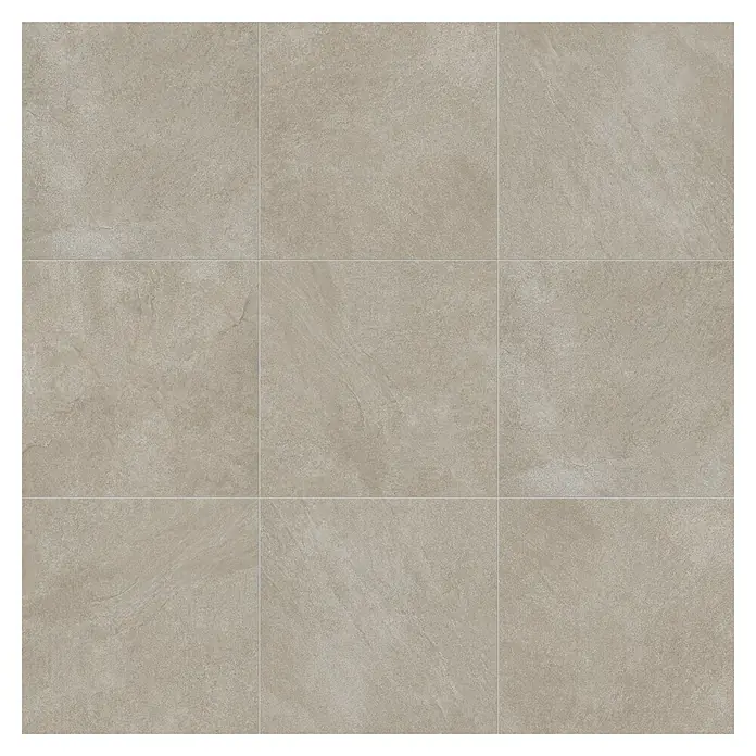 Terrassenfliese Stoneline - 60 x 60 x 2 cm, Beige/Grau, Matt - Neun quadratische, beige Bodenfliesen mit einer dezenten Maserung, die ein elegantes und modernes Ambiente schaffen. Ideal für Innenräume.