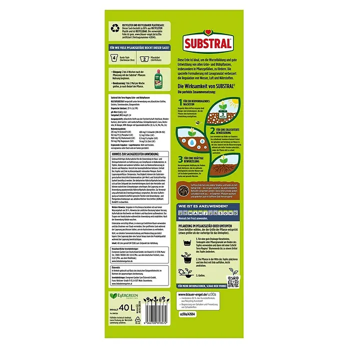 Substral Zimmerpflanzenerde Terra Magma® Grün- und Blühpflanzen - 40 l - Produktbild von Substral Terra Magna Erde für Grün- und Blühpflanzen, ideal für Wurzelbildung und Wachstum in Pflanzgefäßen.