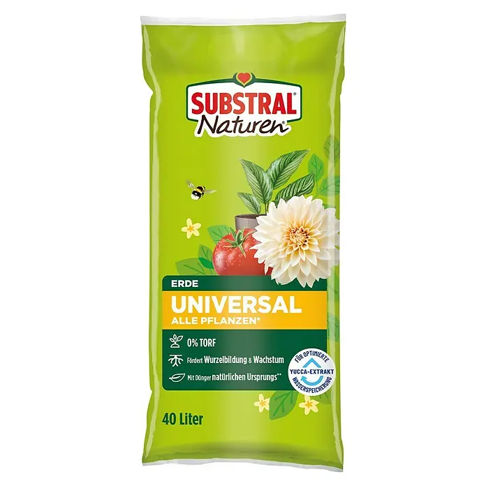 Substral Universalerde - Nettovolumen: 40 l, Torffrei - Abbildung eines Sackes Substral Naturen Universalerde, einer torffreien Blumenerde für alle Pflanzen mit natürlichem Dünger.