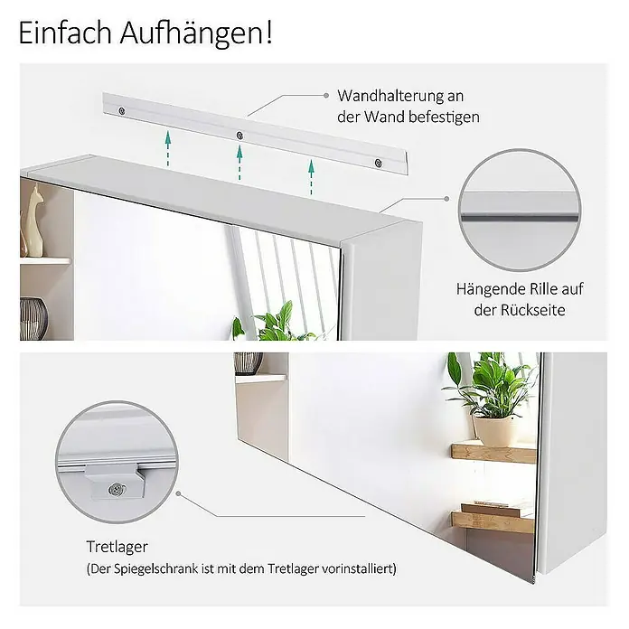 Emke Spiegelschrank Nexus - B x H: 50 x 65 cm, Aluminium, Weiß