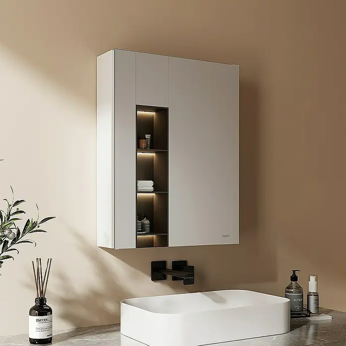 Emke Spiegelschrank Nexus - B x H: 50 x 65 cm, Aluminium, Weiß