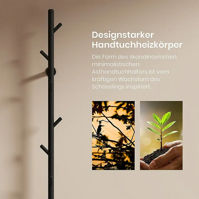 Emke Elektro-Badheizkörper Smart Steuerung Handtuchwärmer - B x H: 12,5 x 150 cm