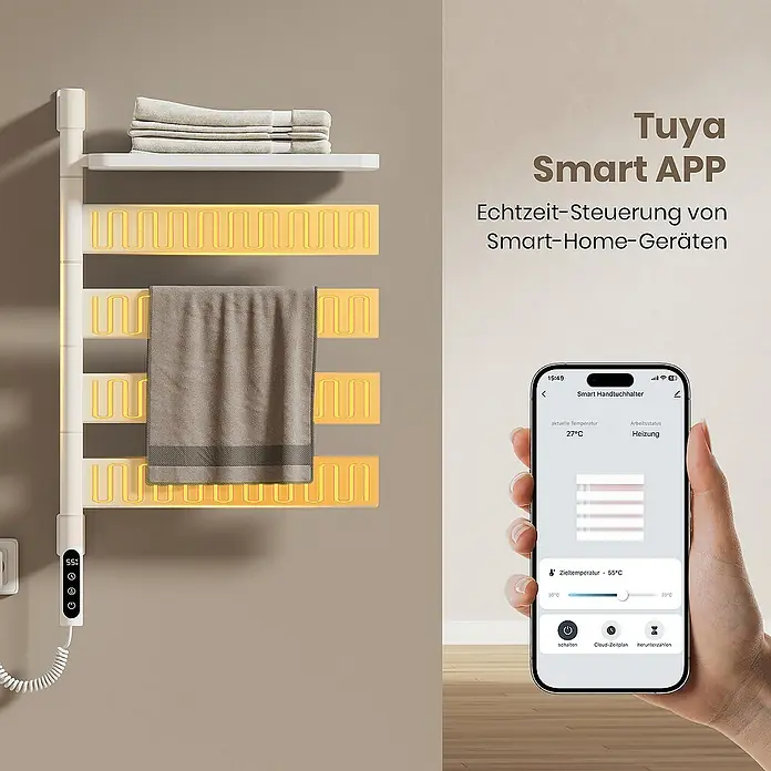 Emke Elektro-Badheizkörper Smart Steuerung Handtuchwärmer - B x H: 45 x 76 cm