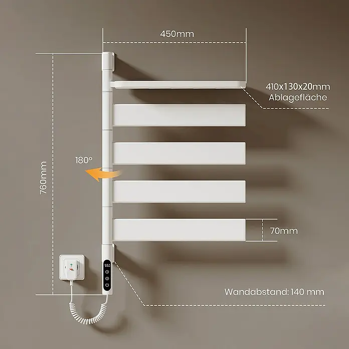 Emke Elektro-Badheizkörper Smart Steuerung Handtuchwärmer - B x H: 45 x 76 cm