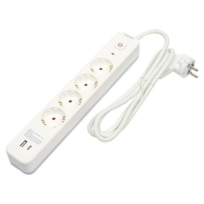 Arte confort Base de enchufe múltiple (x 4, Blanco, 1,5 m, IP20, Con interruptor) | BAUHAUS