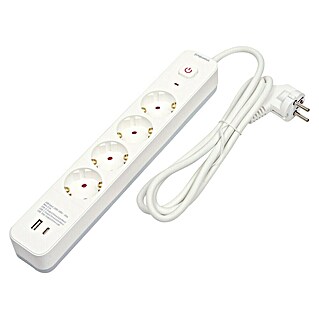 Arte confort Base de enchufe múltiple (x 4, Blanco, 1,5 m, IP20, Con interruptor)
