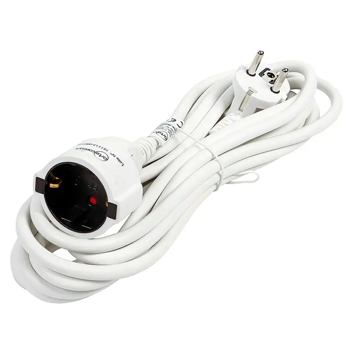 Arte confort Alargo - 5 m, Blanco, IP20, H05VV-F - Cable de extensión blanco con enchufe y toma, ideal para uso en interiores para alimentar dispositivos. Una forma práctica y segura de extender.