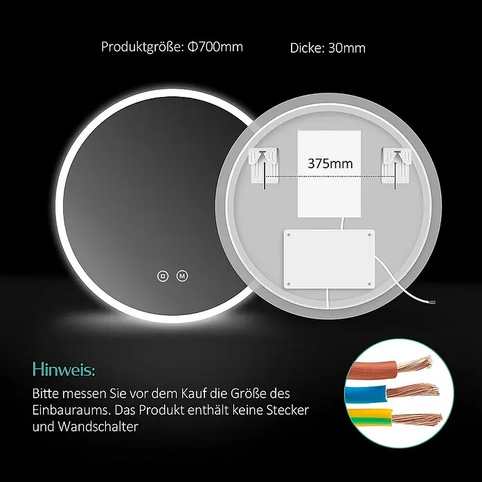 Emke Lichtspiegel Qeros - 70 x 70 cm