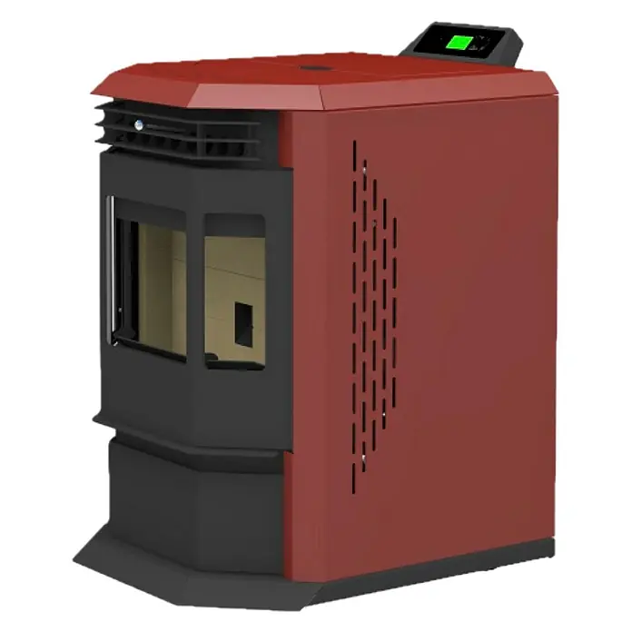 SCHENGER Pelletofen HLP3602 - 9,3 kW, Raumheizvermögen: 200 m³, 0,9 kg/h, Farbe Verkleidung: Rot