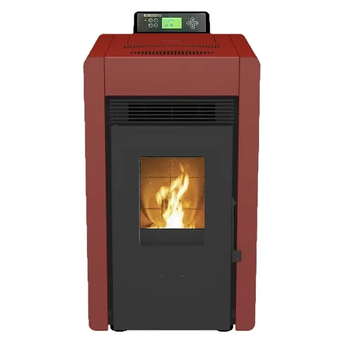 SCHENGER Pelletofen HLP3402 - 5,5 kW, Raumheizvermögen: 120 m³, 0,6 kg/h, Farbe Verkleidung: Rot