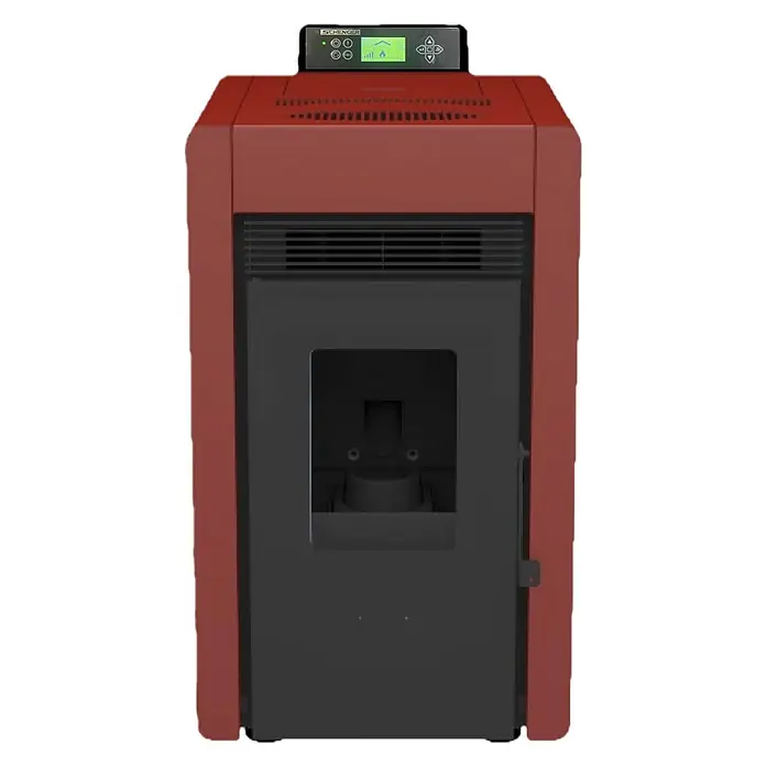 SCHENGER Pelletofen HLP3402 - 5,5 kW, Raumheizvermögen: 120 m³, 0,6 kg/h, Farbe Verkleidung: Rot
