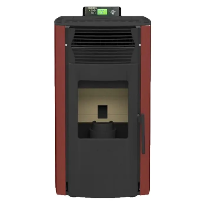 SCHENGER Pelletofen HP51 - 8,8 kW, Raumheizvermögen: 160 m³, 0,9 kg/h, Farbe Verkleidung: Rot