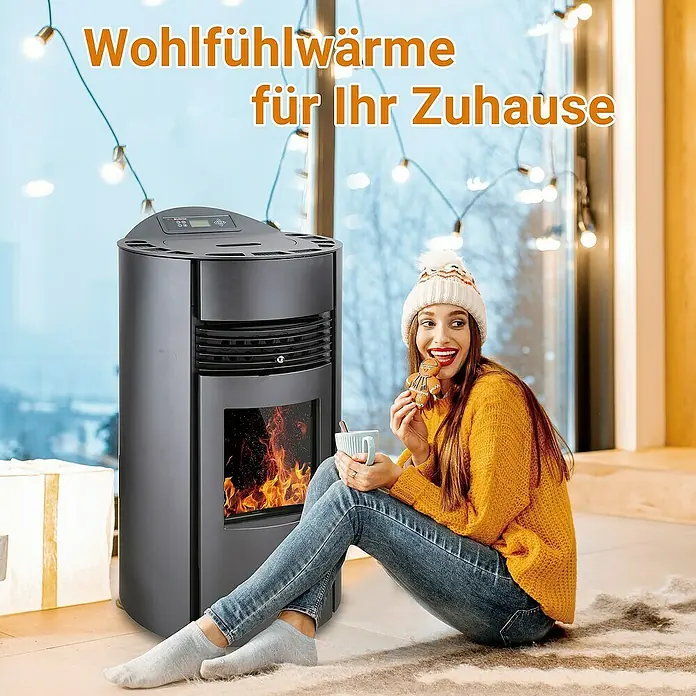 SCHENGER Pelletofen HP51-R - 8,8 kW, Raumheizvermögen: 160 m³, 0,9 kg/h, Farbe Verkleidung: Schwarz