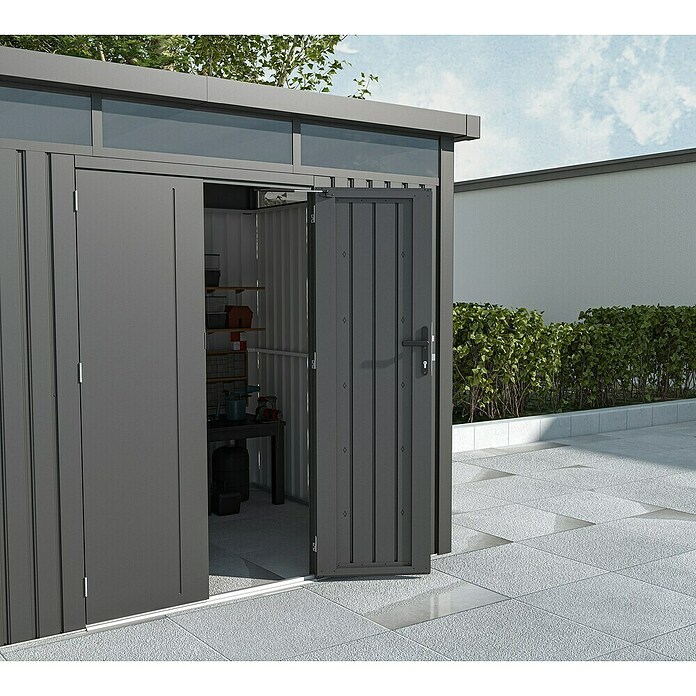 Gardol Gerätehaus Cubus Max (Außenmaß inkl. Dachüberstand (B x T): 294 x 230 cm, Stahl, Schwarz) | BAUHAUS