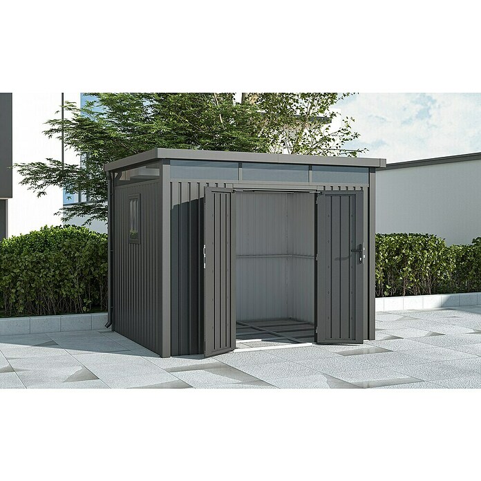 Gardol Gerätehaus Cubus Max (Außenmaß inkl. Dachüberstand (B x T): 294 x 230 cm, Stahl, Schwarz) | BAUHAUS
