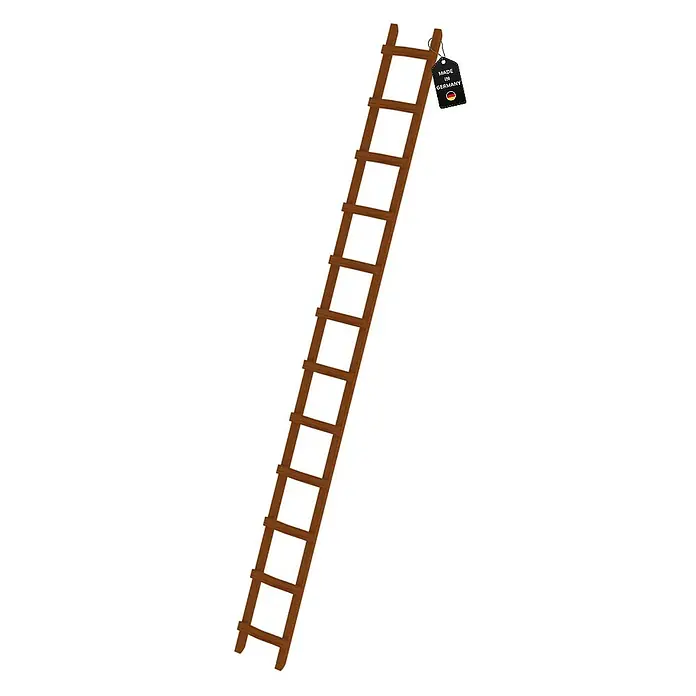 Proregal Dachleiter mit 12 Sprossen - Anzahl Tritte: 12 Stk., Holz - Braune Holzleiter mit einem "Made in Germany"-Etikett oben.