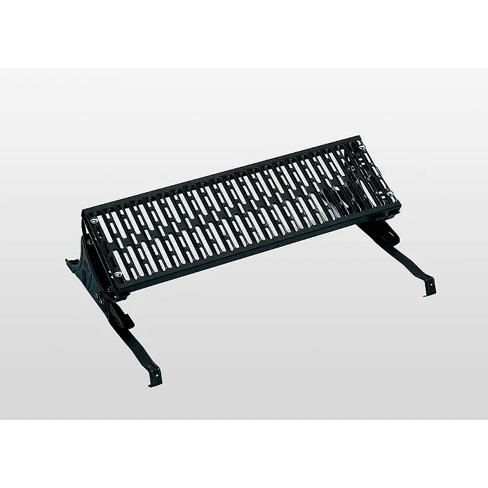 Proregal Dachleiter Standrost für das Dach - Anzahl Tritte: 1 Stk., Stahl - Schwarze Metallfußstütze mit geschlitzter Oberfläche und integrierten Stützbeinen.