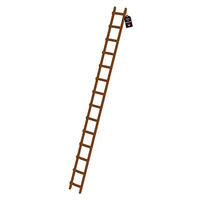 Proregal Dachleiter mit 14 Sprossen - Anzahl Tritte: 14 Stk., Holz - Braune Holzleiter mit einem "Made in Germany"-Etikett oben.
