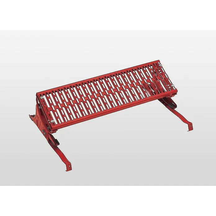 Proregal Dachleiter Standrost für das Dach - Anzahl Tritte: 1 Stk., Stahl - Rote Anti-Rutsch-Trittstufe aus Metall mit geschlitztem Gitterdesign und integrierten Halterungen.