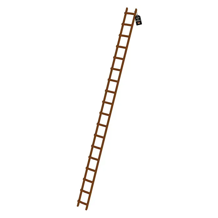 Proregal Dachleiter mit 18 Sprossen - Anzahl Tritte: 18 Stk., Holz - Braune Holz-Anlegeleiter mit 'Made in Germany'-Etikett oben.