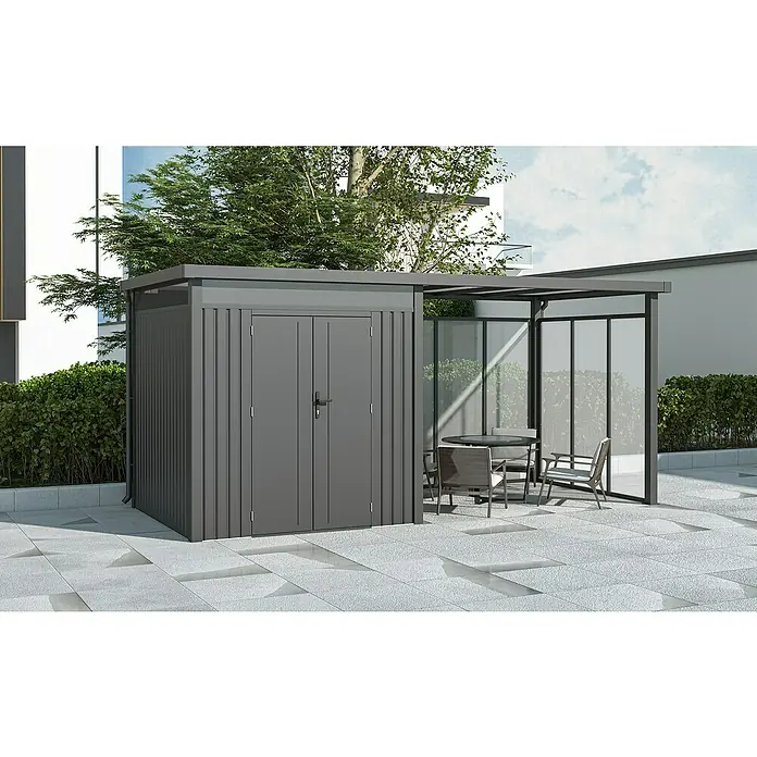 Gardol Rück- & Seitenwand Milchglas-Optik Cubus - Höhe: 190 cm, Passend für: Gardol Gerätehaus-Anbau Cubus & Cubus Max - Modernes Gartenhaus mit Anbau und Sitzgruppe, ideal zur Aufbewahrung von Gartengeräten und zum Entspannen im Freien, stilvolles Design.
