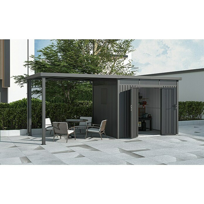 Gardol Prizidek za vrtno lopo Cubus & Cubus Max  (230 x 275 cm, Jeklo, Črna) | 7447 - Zubehör Gartenhäuser Metall | IAGD - Gartenhäuser | IAG - Außenbereichsausstattung | IA - Gartenhartware | I - Stadtgarten | BAUHAUS