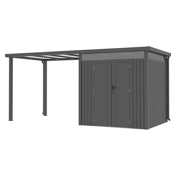 Gardol Gerätehaus-Anbau Cubus & Cubus Max - 230 x 275 cm, Stahl, Schwarz, Passend für: Gardol Gerätehaus Cubus - Geräumiger Geräte- und Fahrradschuppen mit integriertem Unterstand für zusätzlichen Stauraum und Schutz vor Witterungseinflüssen.