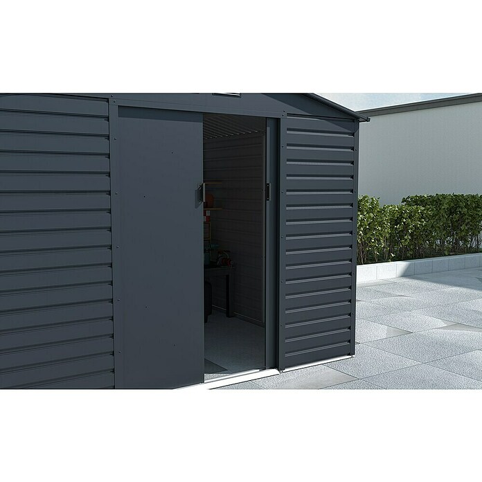 Gardol Gerätehaus Easy One Max (Außenmaß inkl. Dachüberstand (B x T): 277 x 259 cm, Stahl, Anthrazit) | BAUHAUS