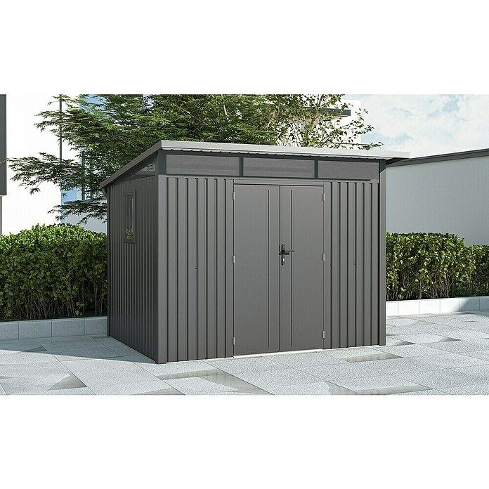 Gardol Gerätehaus Style Max (Außenmaß inkl. Dachüberstand (B x T): 289 x 253 cm, Stahl, Schwarz) | BAUHAUS