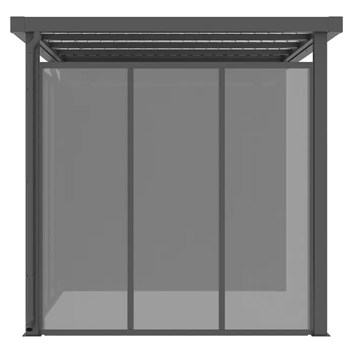 Gardol Rück- & Seitenwand Milchglas-Optik Cubus - Höhe: 190 cm, Passend für: Gardol Gerätehaus-Anbau Cubus & Cubus Max - Bild eines modernen Terrassenüberdachungs-Bausatzes.