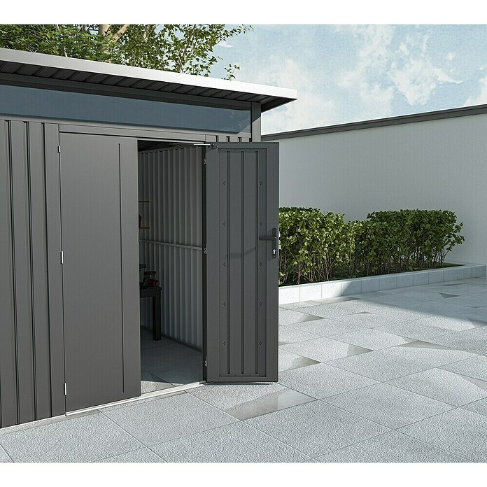 Gardol Gerätehaus Style Midi (Außenmaß inkl. Dachüberstand (B x T): 225 x 253 cm, Stahl, Schwarz) | BAUHAUS
