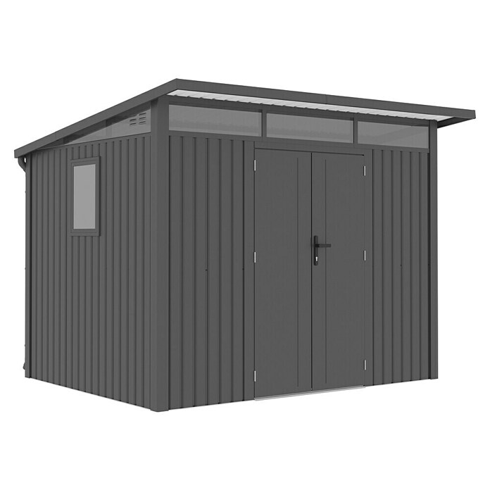 Gardol Gerätehaus Style Max (Außenmaß inkl. Dachüberstand (B x T): 289 x 253 cm, Stahl, Schwarz) | BAUHAUS