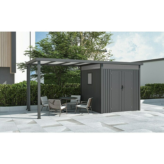 Gardol Prizidek za vrtno lopo Cubus & Cubus Max  (230 x 275 cm, Jeklo, Črna) | 7447 - Zubehör Gartenhäuser Metall | IAGD - Gartenhäuser | IAG - Außenbereichsausstattung | IA - Gartenhartware | I - Stadtgarten | BAUHAUS