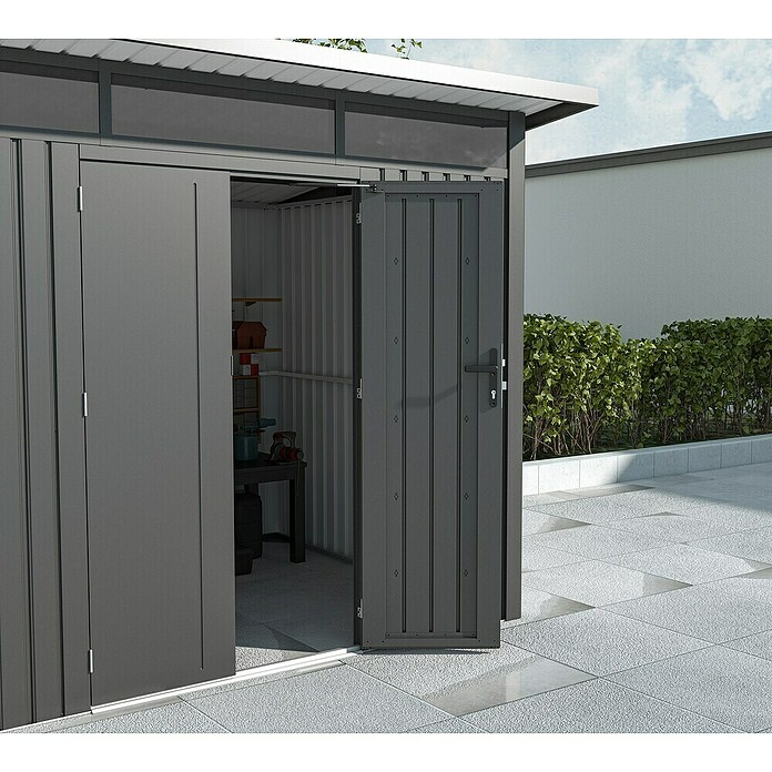 Gardol Gerätehaus Style Max (Außenmaß inkl. Dachüberstand (B x T): 289 x 253 cm, Stahl, Schwarz) | BAUHAUS