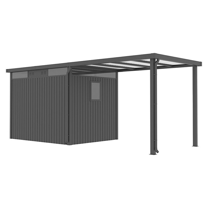 Gardol Prizidek za vrtno lopo Cubus & Cubus Max  (230 x 275 cm, Jeklo, Črna) | 7447 - Zubehör Gartenhäuser Metall | IAGD - Gartenhäuser | IAG - Außenbereichsausstattung | IA - Gartenhartware | I - Stadtgarten | BAUHAUS