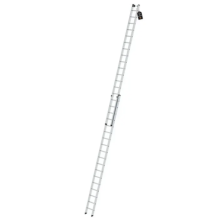 Proregal Schiebeleiter 2-teilig - Anzahl Tritte: 36 Stk., Arbeitshöhe: 10.300 mm, Belastbarkeit: 150 kg, Aluminium - Lange silberne Aluminium-Ausziehleiter für verstellbare Höhe.