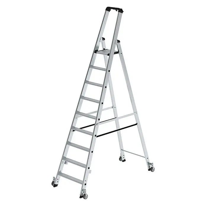 Proregal Stehleiter einseitig begehbar - Anzahl Tritte: 9 Stk., Arbeitshöhe: 4.100 mm, Belastbarkeit: 150 kg, Aluminium
