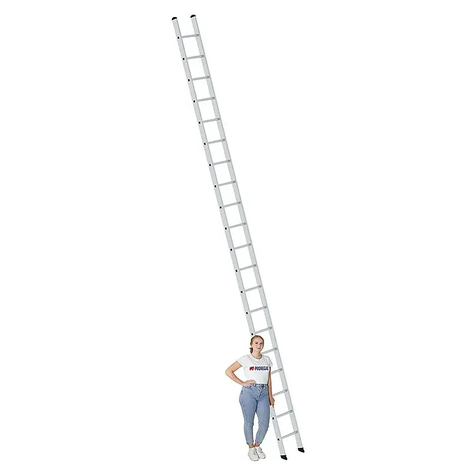 Proregal Anlegeleiter mit 20 Sprossen - Anzahl Tritte: 20 Stk., Arbeitshöhe: 6.400 mm, Belastbarkeit: 150 kg, Aluminium