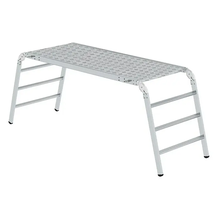 Proregal Arbeitsplattform klappbar - Arbeitshöhe: 2.980 mm, Belastbarkeit: 500 kg, Aluminium - Silbrige Aluminium-Arbeitsplattform mit rutschfester Riffelblechplatte und klappbaren Leiterbeinen.