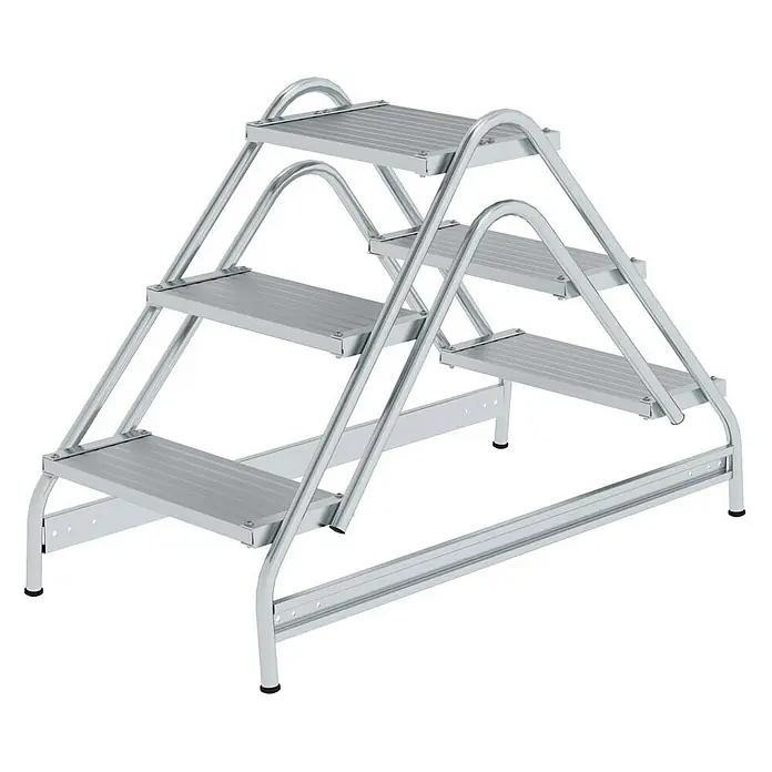 Proregal Treppenpodest Arbeitspodest beidseitig begehbar - Anzahl Tritte: 6 Stk., Arbeitshöhe: 2.700 mm, Belastbarkeit: 150 kg, Aluminium
