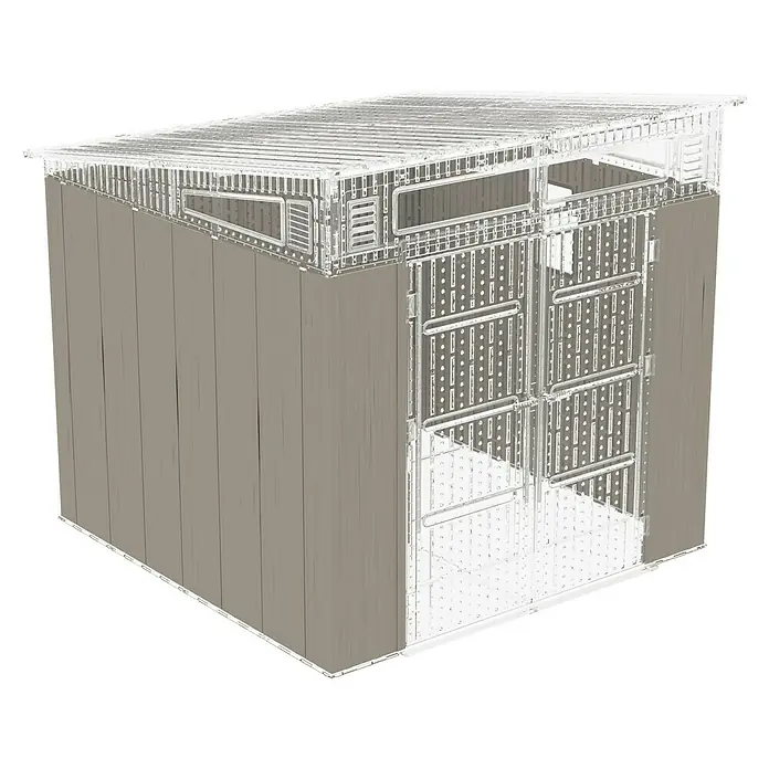 Gardol Wandelement Antares III - Passend für: Gardol Gerätehaus Antares III - Eine graue Gartenlaube mit transparenten Rändern, die eine moderne und luftige Optik bietet. Ideal für den Garten oder die Terrasse.