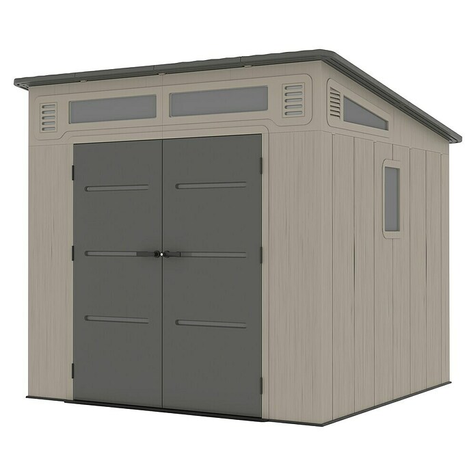 Gardol Gerätehaus Antares III (Außenmaß inkl. Dachüberstand (B x T): 254 x 254 cm, Kunststoff, Steingrau) | BAUHAUS