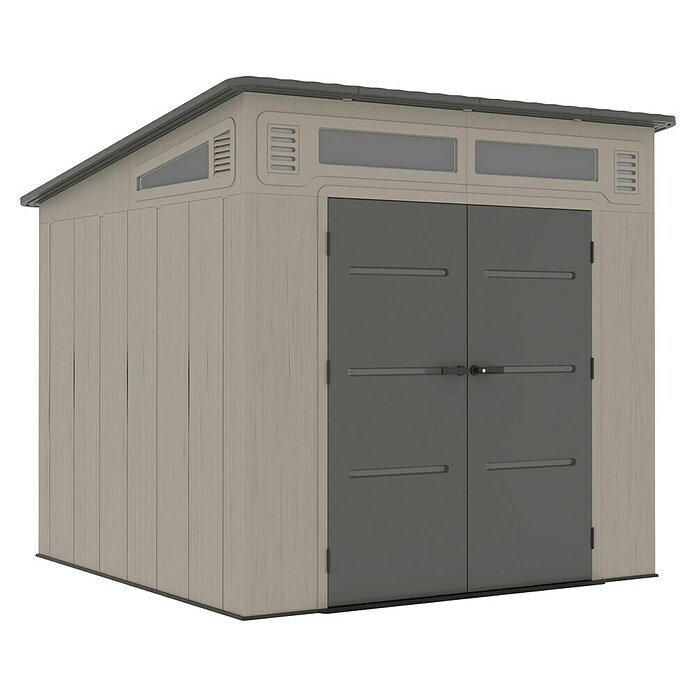 Gardol Gerätehaus Antares III (Außenmaß inkl. Dachüberstand (B x T): 254 x 254 cm, Kunststoff, Steingrau) | BAUHAUS