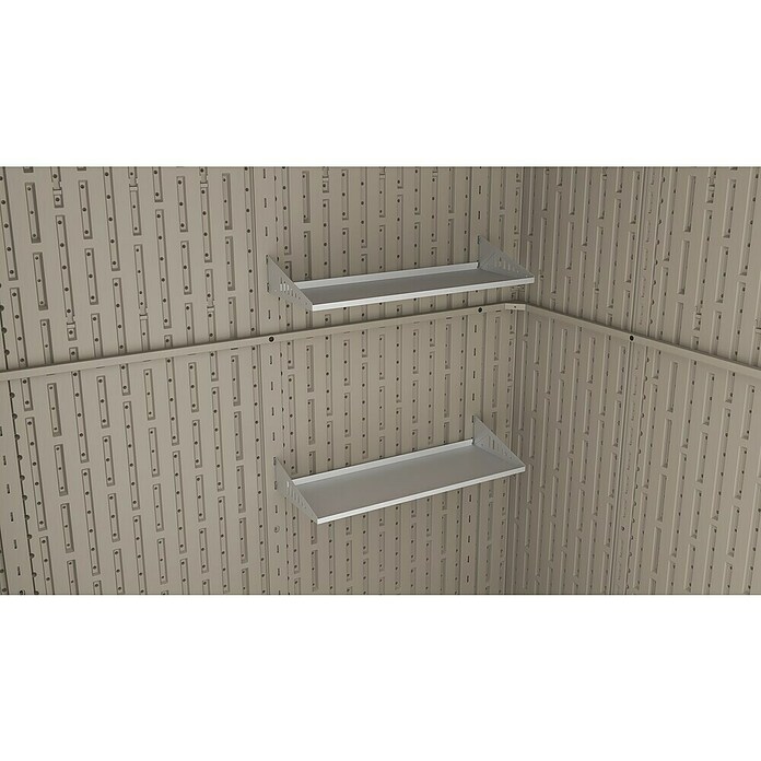 Gardol Gerätehaus Antares III (Außenmaß inkl. Dachüberstand (B x T): 254 x 254 cm, Kunststoff, Steingrau) | BAUHAUS