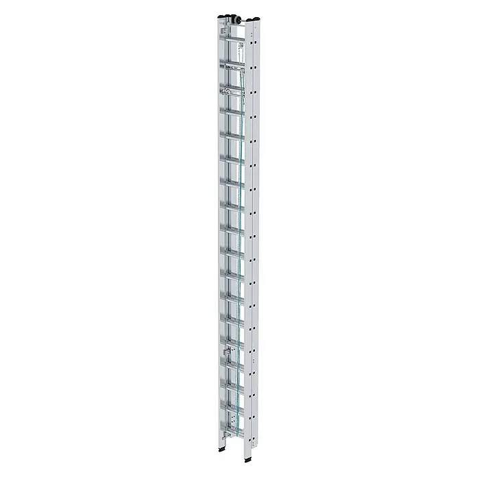 Proregal Seilzugleiter 3-teilig - Anzahl Tritte: 54 Stk., Arbeitshöhe: 13.600 mm, Belastbarkeit: 150 kg, Aluminium - Silberne Aluminium-Ausziehleiter mit Seilzugsystem zur einfachen Verlängerung.