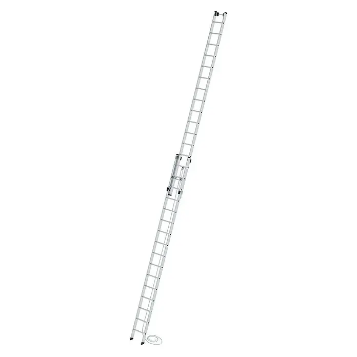 Proregal Seilzugleiter 2-teilig - Anzahl Tritte: 32 Stk., Arbeitshöhe: 9.400 mm, Belastbarkeit: 150 kg, Aluminium - Silberne Seilzug-Ausziehleiter zur Höhenverstellung.