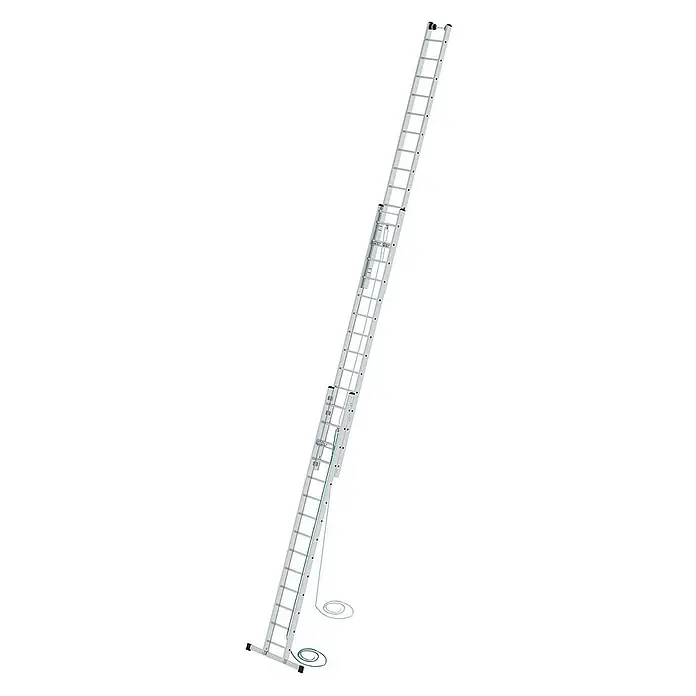 Proregal Seilzugleiter 3-teilig - Anzahl Tritte: 42 Stk., Arbeitshöhe: 10.800 mm, Belastbarkeit: 150 kg, Aluminium - Zweiteilige Aluminium-Schiebeleiter mit Seilzugsystem zur Höhenverstellung.