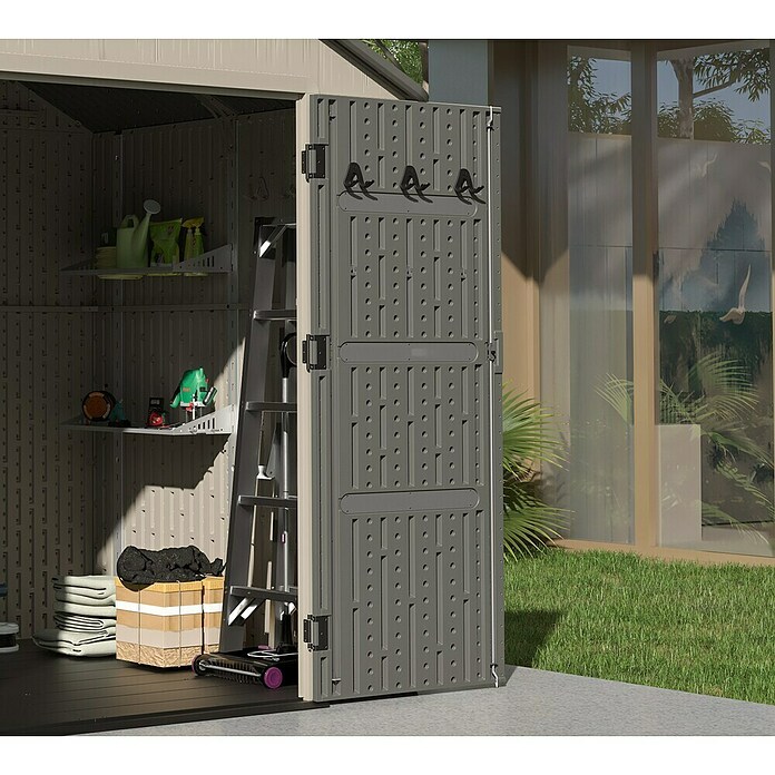 Gardol Gerätehaus Antares I (Außenmaß inkl. Dachüberstand (B x T): 250 x 180 cm, Kunststoff, Steingrau) | BAUHAUS