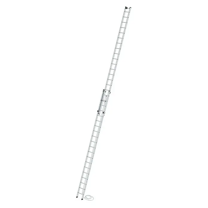 Proregal Seilzugleiter 2-teilig - Anzahl Tritte: 40 Stk., Arbeitshöhe: 11.400 mm, Belastbarkeit: 150 kg, Aluminium - Silberfarbene dreiteilige Aluminium-Schiebeleiter mit Seilzugsystem.